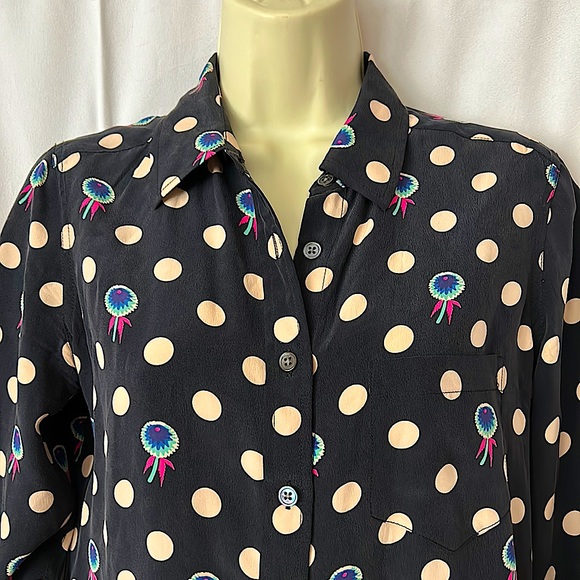 Equipment Femme 💯 Silk Polka Dot Button Front Blouse Shirt Top **Size XS** 🔥🔥 - Picture 3 of 4